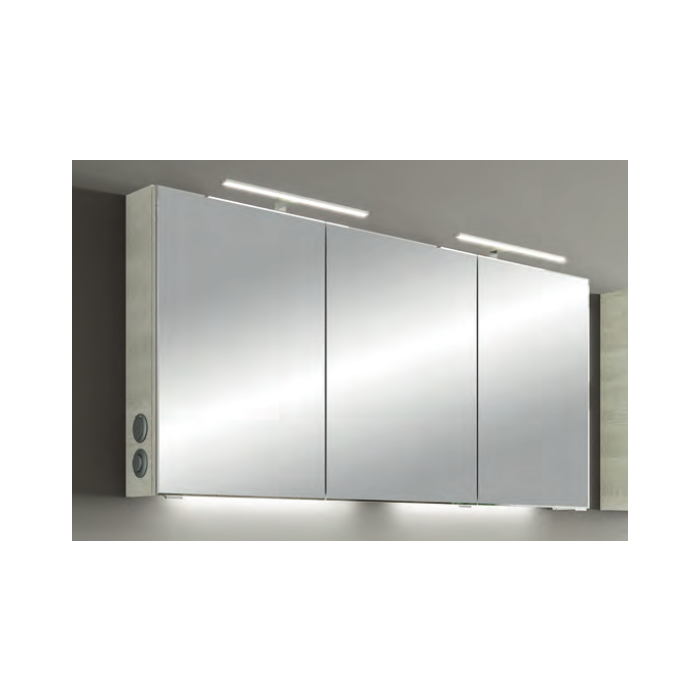 Pelipal Serie 6005 Spiegelschrank inkl. 2 LED-Aufsatzleuchten, Steckdosen  je außen, 140 cm