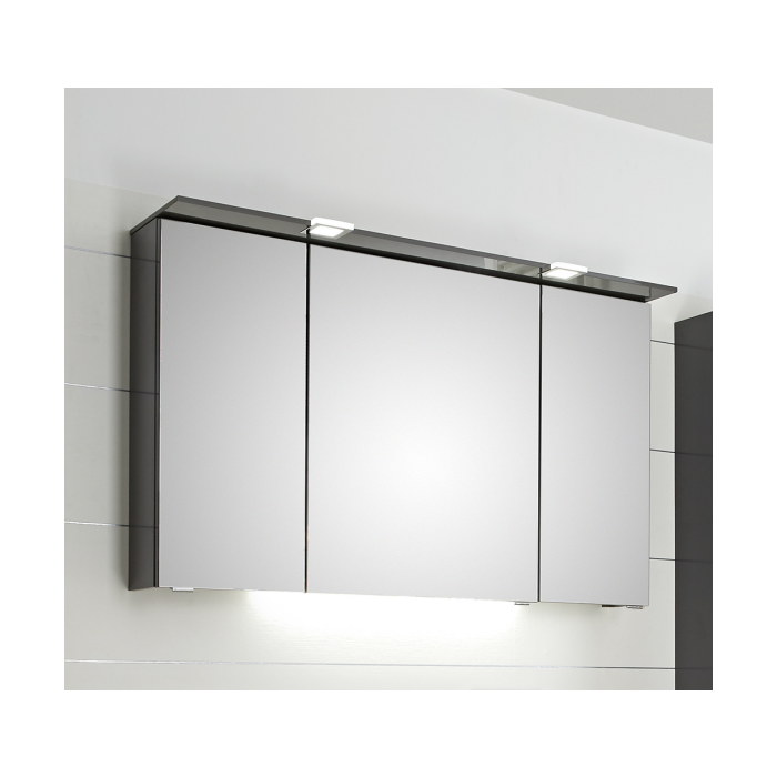 Pelipal Serie 6025 Spiegelschrank incl. LED-Spots im Kranz, Schalter/  Steckdose außen, 130 cm