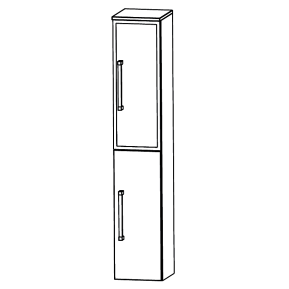Puris Beimöbel Hochschrank mit einer Alu Rahmentür und einer Drehtür, 30 cm