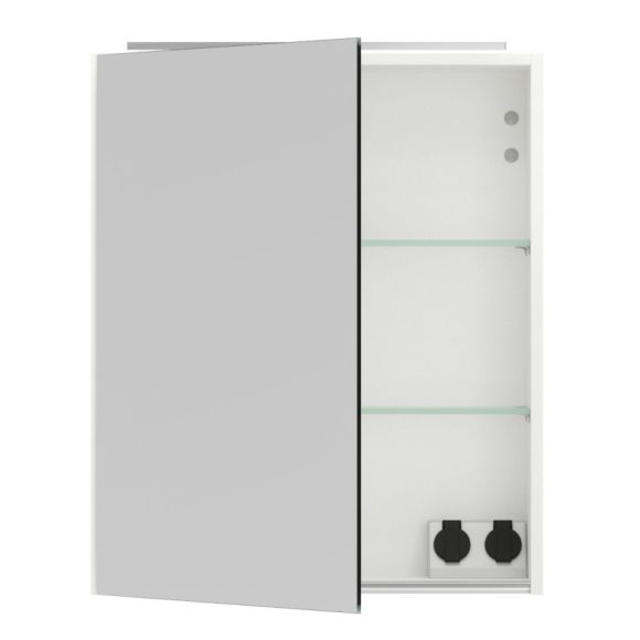 Nobilia Schnell-Lieferprogramm Spiegelschrank mit LED Aufsatzleuchte, Alpinweiß Supermatt, 60 cm