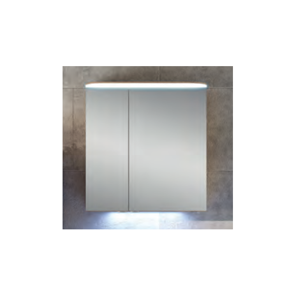 Pelipal Pineo Spiegelschrank mit LED-Flächenleuchte im Kranz, Steckdose innen, 70 cm