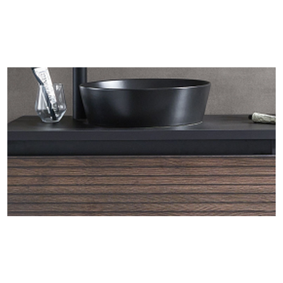 Puris Kera Plan Keramik-Aufsatzwaschtisch Nizza in schwarz matt, 39 cm breit
