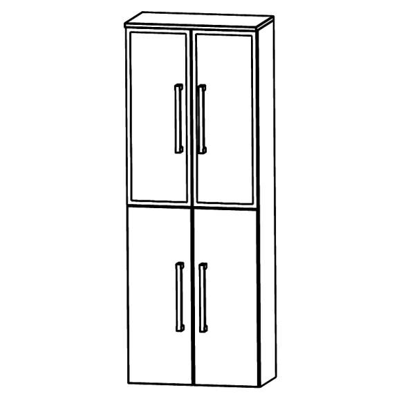 Puris Beimöbel Hochschrank mit zwei Alu Rahmentüren und zwei Drehtüren (variabel), 60 cm