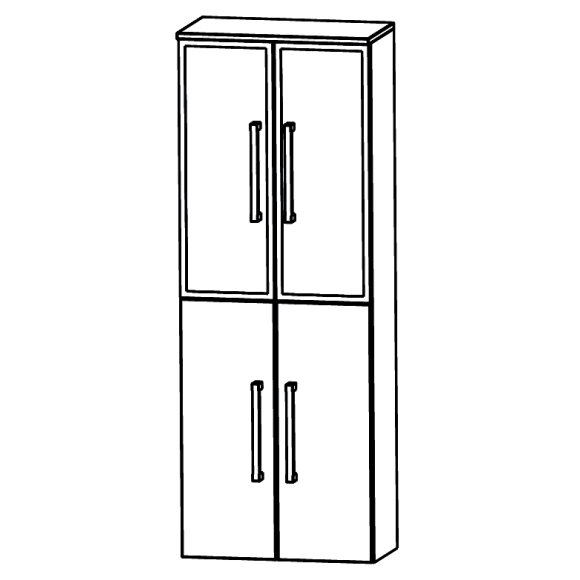 Puris Beimöbel Hochschrank mit zwei Alu Rahmentüren und zwei Drehtüren, 60 cm