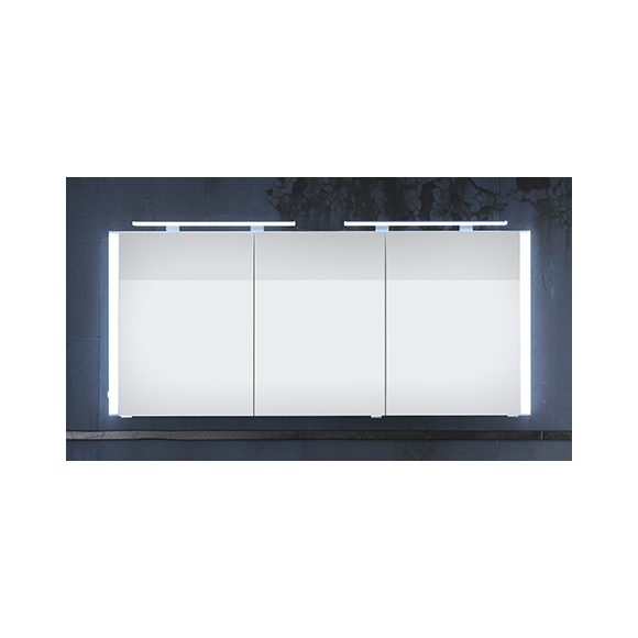 Pelipal Neutrale Spiegelschränke Spiegelschrank mit seitl LED-Profil und Aufsatzleuchten, 150 cm
