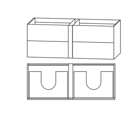 Puris Modern Life Waschtischunterschrank für Doppelwaschtisch-Lösung, Push to open, 126 cm
