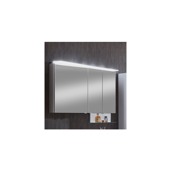 Marlin 3160motion Spiegelschrank, 3 Türen mit Acryloberboden LED Beleuchtung, Lichtfarbe regelbar, 120 cm