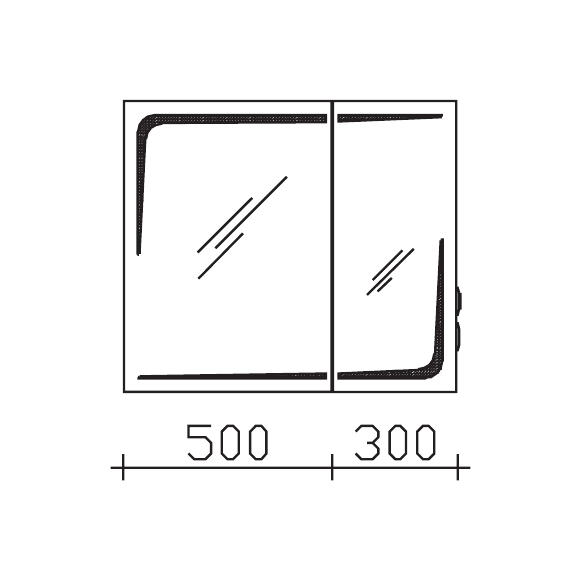 Pelipal Serie 7005 Spiegelschrank mit integr. LED i.d. Spiegeltüren, Steckdose RECHTS AUßEN, 80 cm