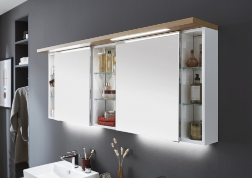 Spiegelschrank mit LED-Streifen im Kranz, 170 cm